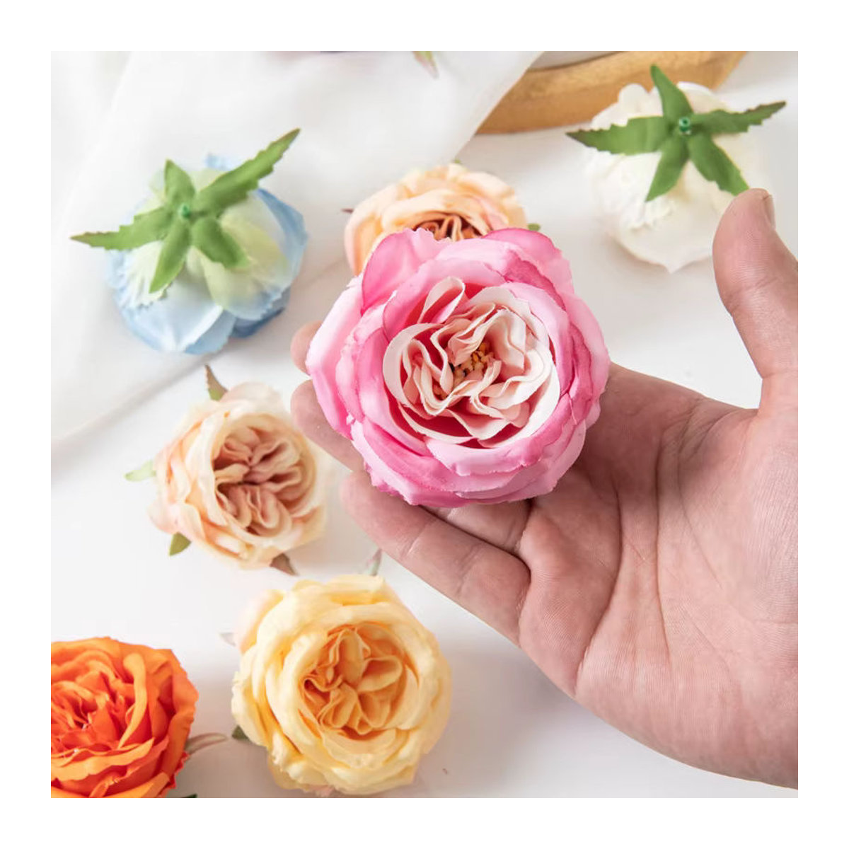 Künstliche Pfingstrosen aus Seide in Rosa und Mehrfarbig für deine Hochzeits-, Weihnachts- und Gartendekoration sowie für Kränze und Scrapbooking - Bild 2