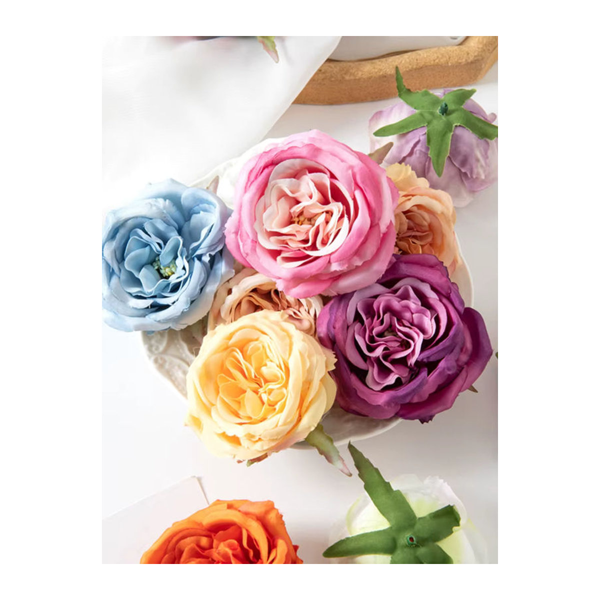 Künstliche Pfingstrosen aus Seide in Rosa und Mehrfarbig für deine Hochzeits-, Weihnachts- und Gartendekoration sowie für Kränze und Scrapbooking - Bild 4