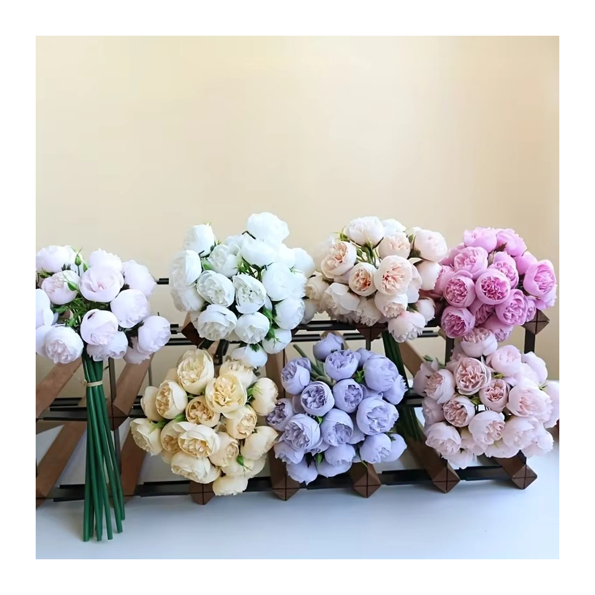 Künstliche Pfingstrosen Seidenblumen Bouquet mit 27 Köpfen in Rosa und Mehrfarbig für Hochzeits- und Tischdekoration - Bild 4