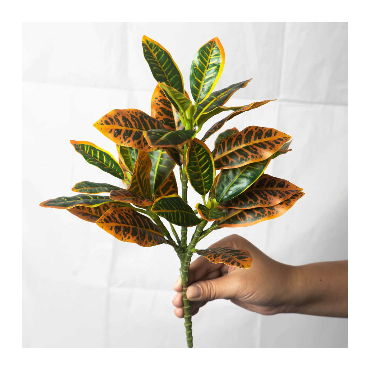 Künstliche Pflanze Kmitang aus Kunststoff, mehrfarbiger Ficusbaum und tropische Codiaeum-Zweige zur Dekoration von Zuhause und Büro, Höhe: 24-41 cm - Bild 5