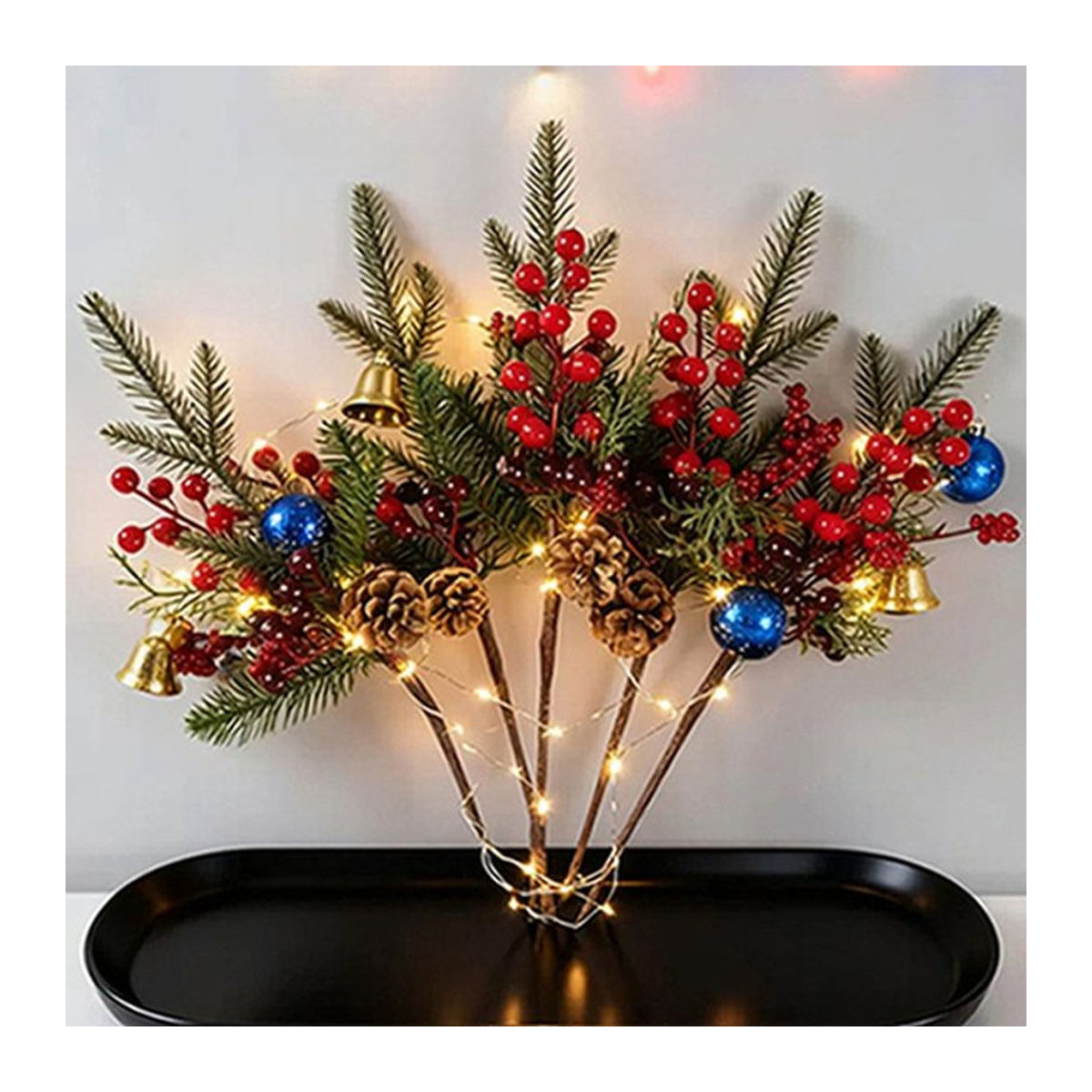 Künstliche Pflanzen mit roten Früchten von XIAOYINMO als Dekoration für Weihnachten, Hochzeiten und Garten - Bild 1
