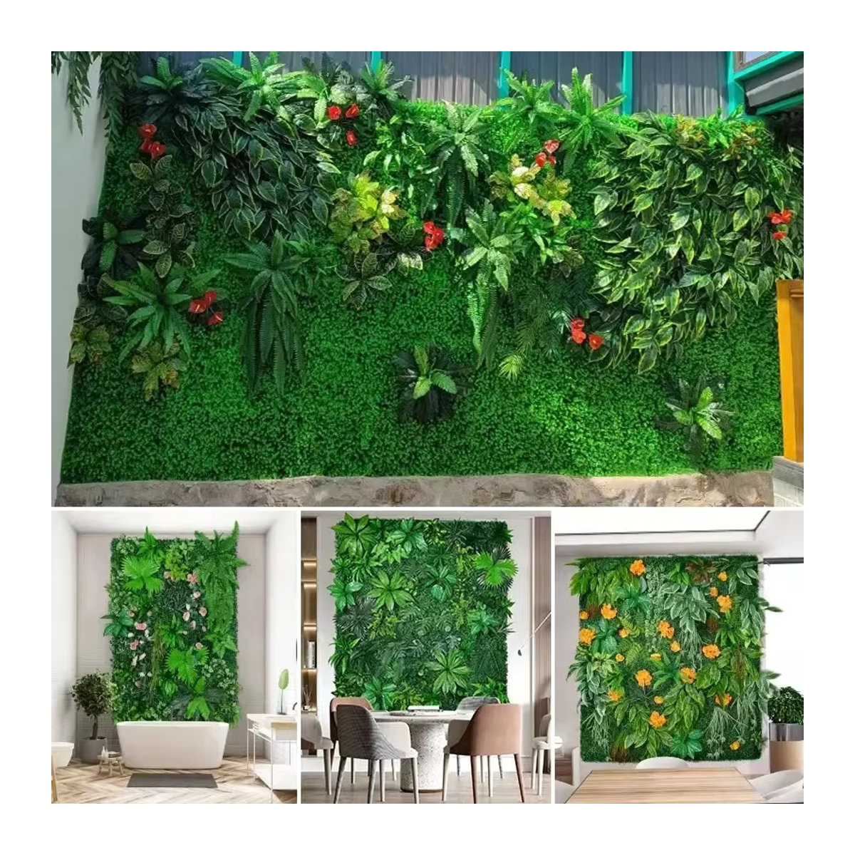 Künstliche Pflanzenwand in Grün als Laub-Hedge-Matte aus Kunststoff, B/B: 25 x 25 cm - Bild 3