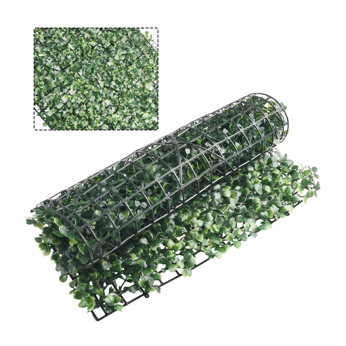 Künstliche Pflanzenwand in Grün für die Wandmontage, Rechteckige Hecke aus Kunststoff, B/H: 40 x 40 cm - Bild 3