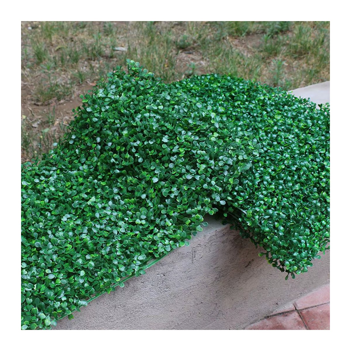 Künstliche Pflanzenwand in Grün für die Wandmontage, Rechteckige Hecke aus Kunststoff, B/H: 40 x 40 cm - Bild 5