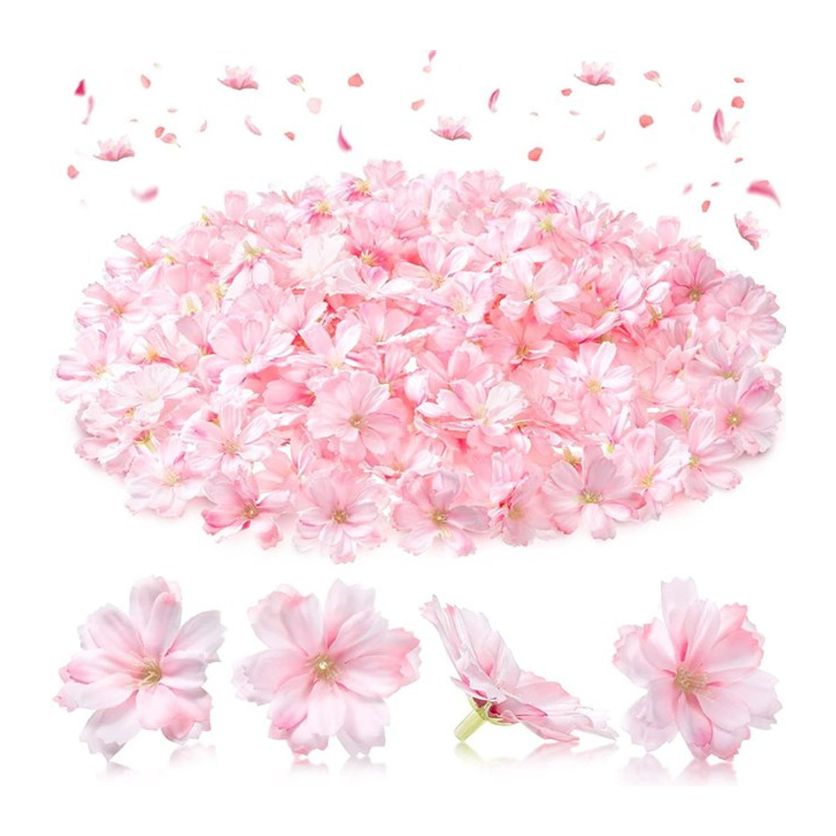 Künstliche Pflaumenblüten aus Seide in Rosa und Pink für Hochzeiten und DIY-Handwerk, 4,5 cm - Bild 1