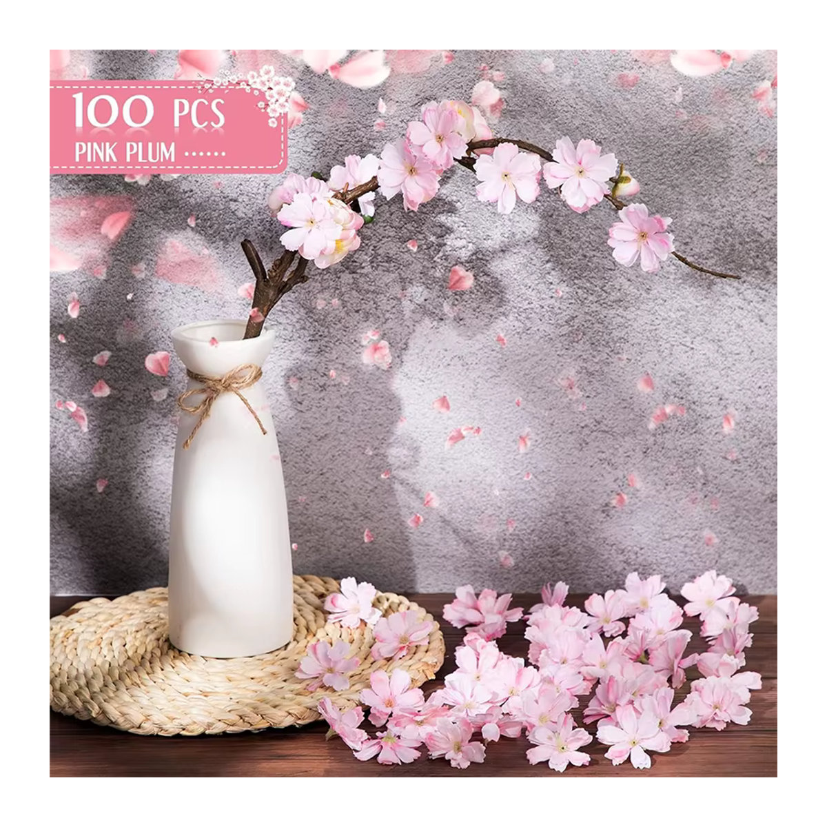 Künstliche Pflaumenblüten aus Seide in Rosa und Pink für Hochzeiten und DIY-Handwerk, 4,5 cm - Bild 3
