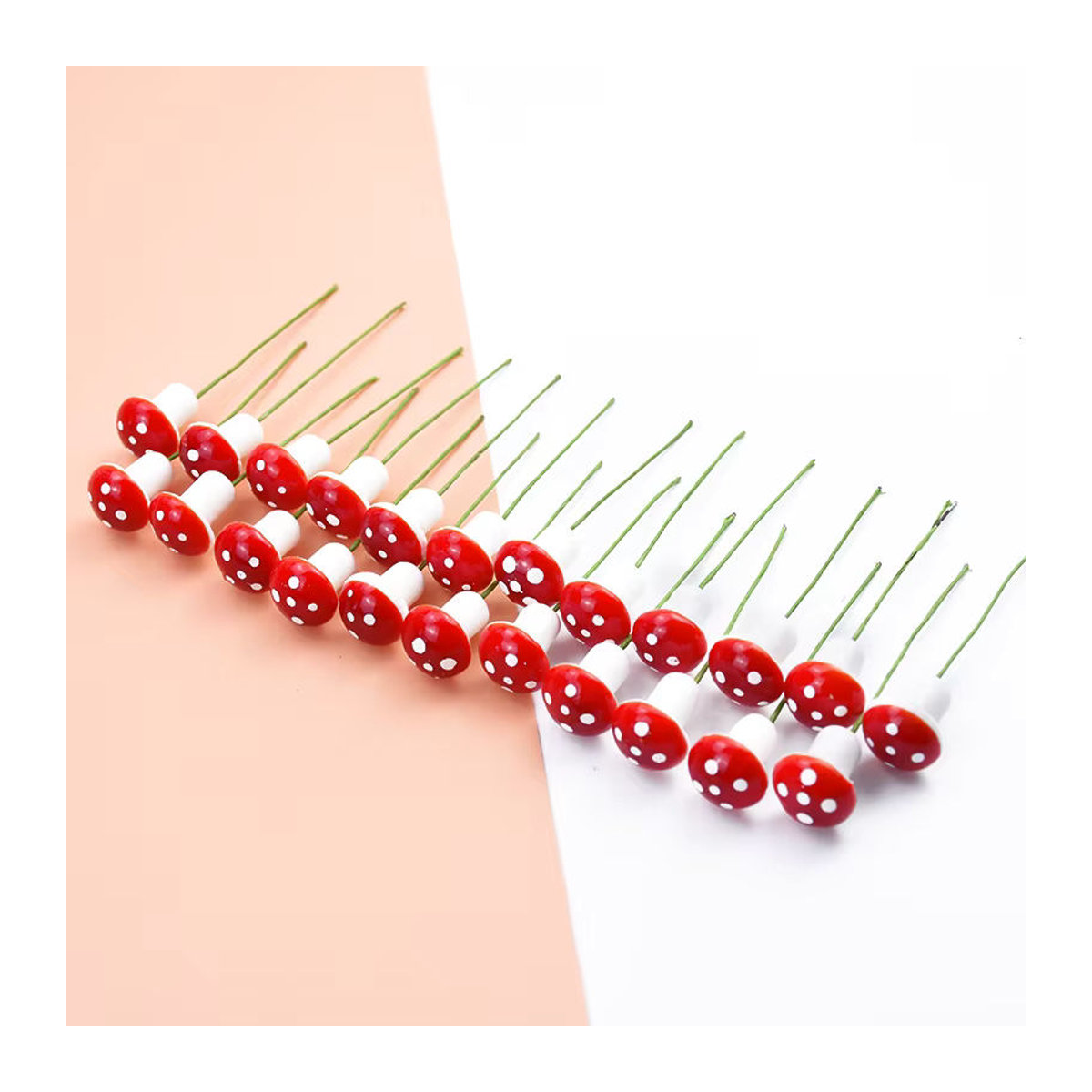Künstliche Pilze aus Schaum für deine Dekoration in Rot und Beige für Hochzeit, Weihnachten und DIY-Projekte - Bild 2