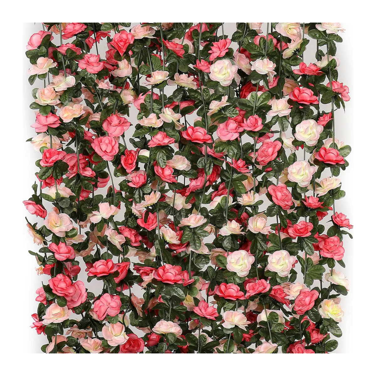 Künstliche Rosen Girlande von smr in Rot und Mehrfarbig als hängende Rattan-Pflanze zur Dekoration für Hochzeit, Valentinstag und Garten - Bild 1
