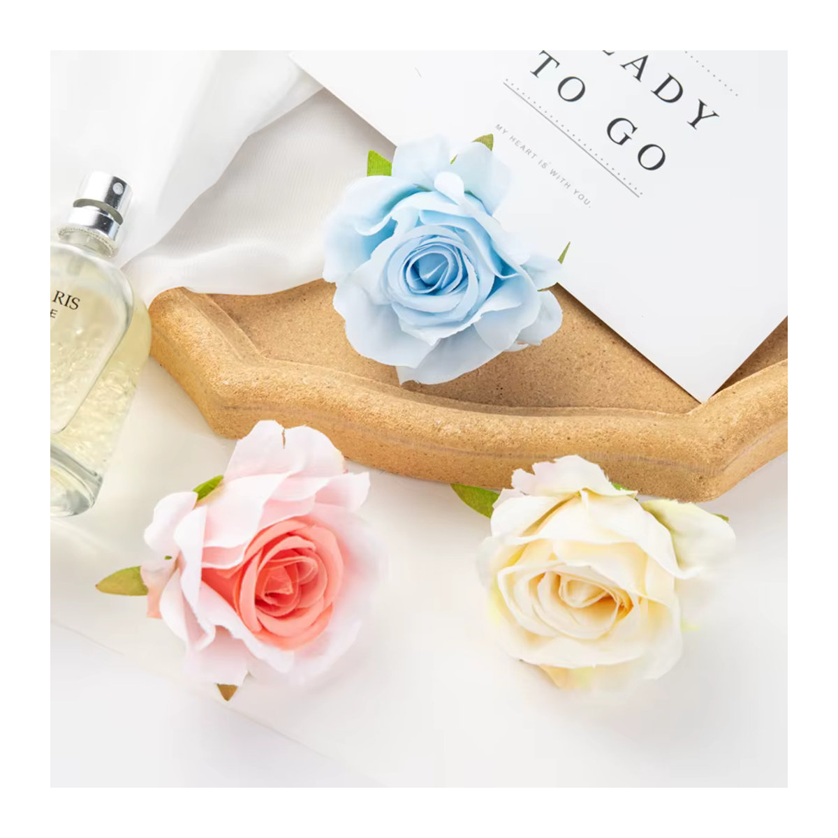 Künstliche Rosen in Mehrfarbig für Hochzeit, Scrapbooking und DIY-Dekoration aus Textil - Bild 5