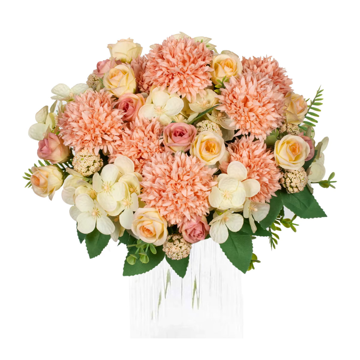Künstliche Rosen und Chrysanthemen aus Seide in Rosa für Hochzeitsstrauß und Dekoration - Bild 3