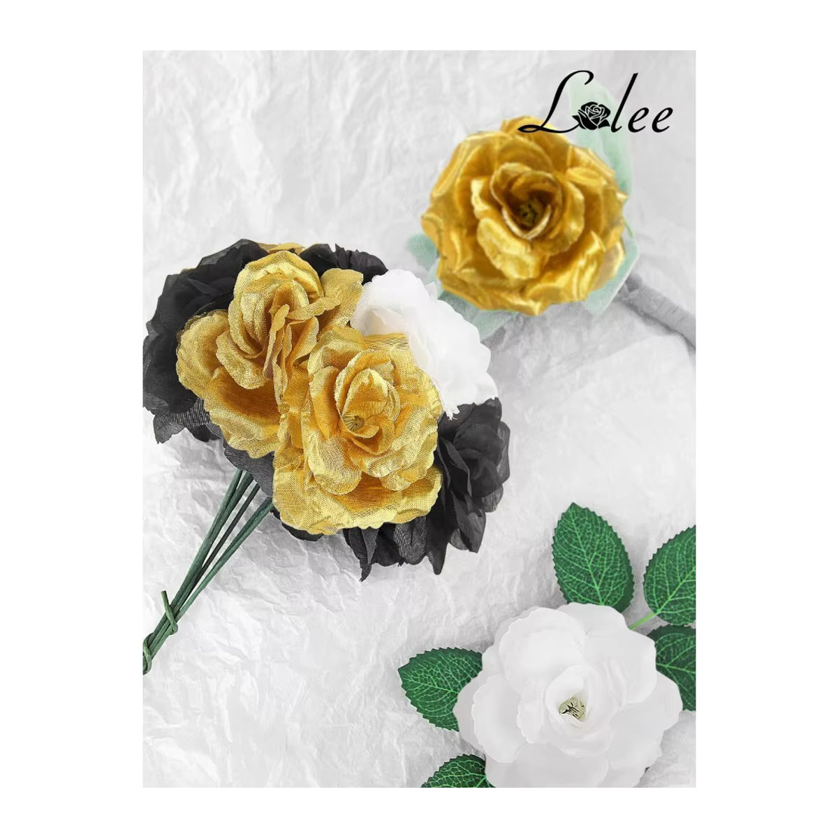 Künstliche Rosenblütenköpfe aus Textil in Lila und Mehrfarbig für Blumensträuße und Dekoration - Bild 2