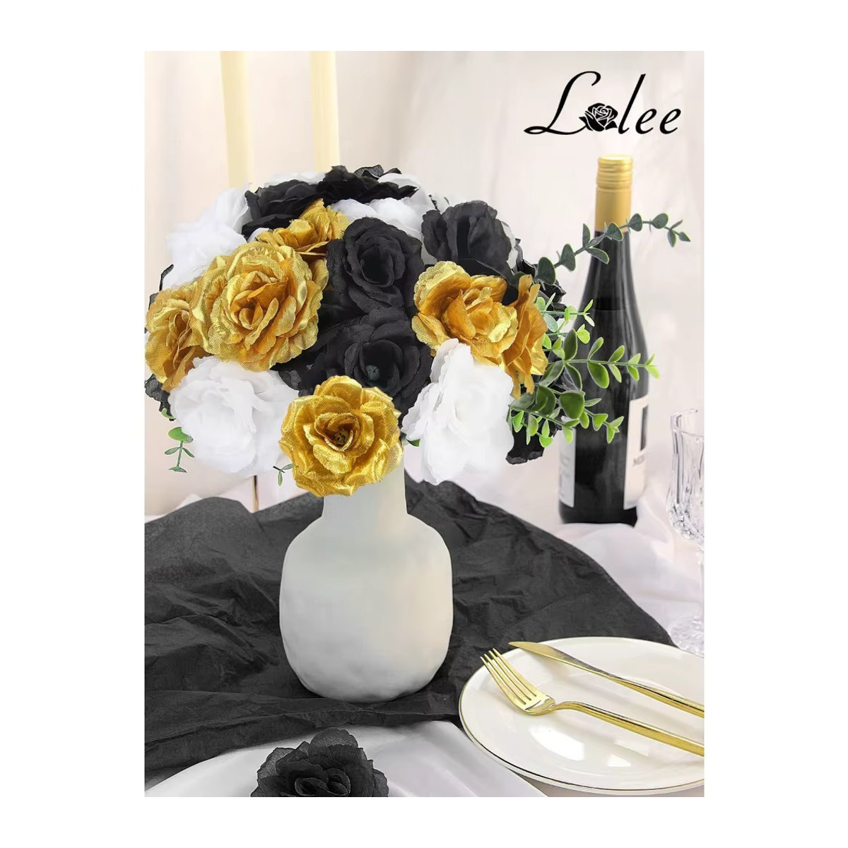Künstliche Rosenblütenköpfe aus Textil in Lila und Mehrfarbig für Blumensträuße und Dekoration - Bild 5