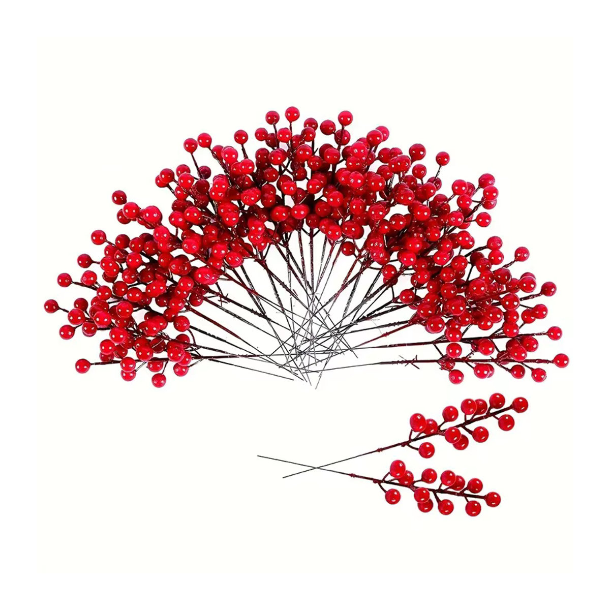 Künstliche rote Beeren-Zweige und Kirschblüten für deine Weihnachtsdekoration und Wohnkultur, 5 bis 20 Stück - Bild 2