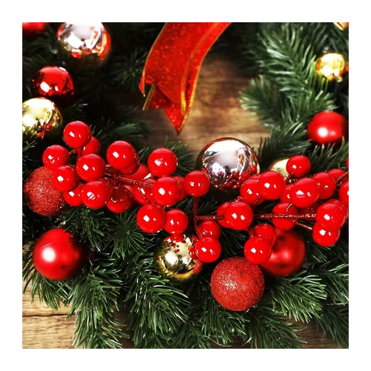 Künstliche rote Beeren-Zweige und Kirschblüten für deine Weihnachtsdekoration und Wohnkultur, 5 bis 20 Stück - Bild 3