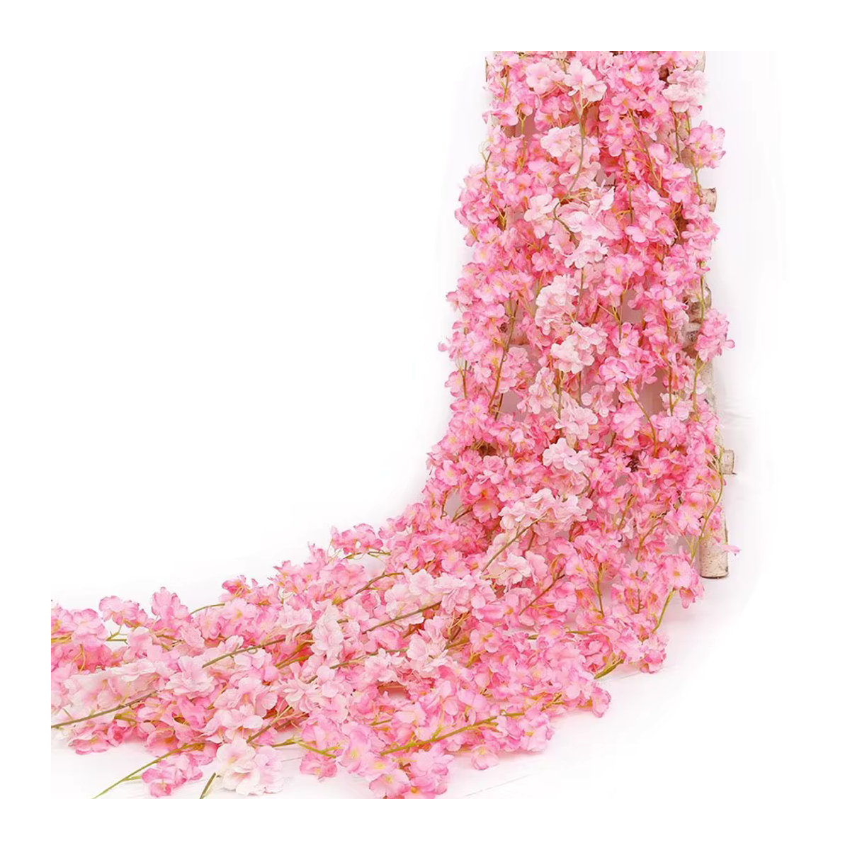 Künstliche Sakura Kirschblüten Rebe in Rosa, 180 cm hängende Seidenpflanze für Hochzeit, Garten und Dekoration - Bild 6