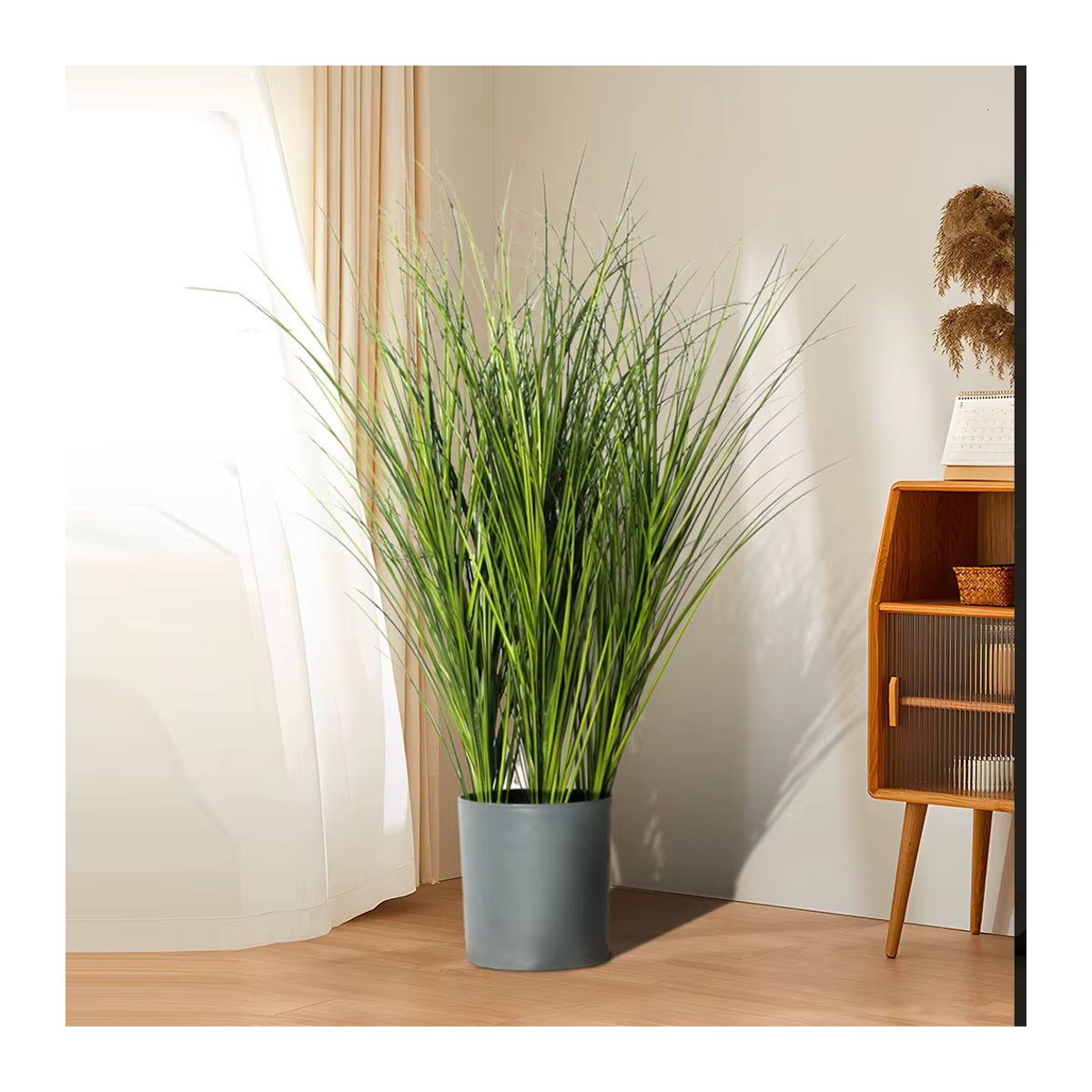 Künstliche Schilfpflanzen von Kmitang in Grün, tropisches Zwiebelgras aus Kunststoff für die Dekoration von Heim, Garten und Büro, Höhe: 50 cm - Bild 3