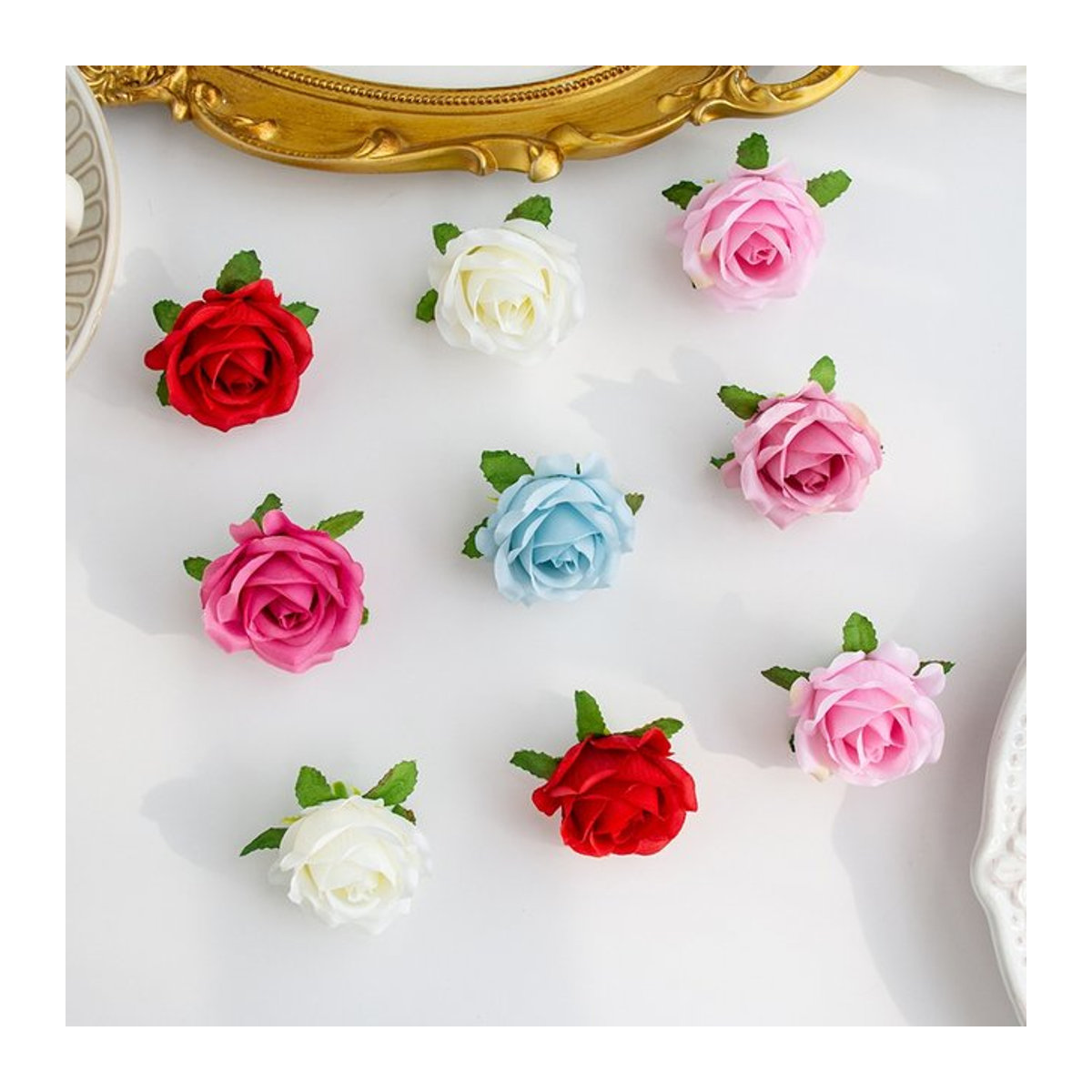 Künstliche Seidenrose als Einzelstiel in Rot oder Mehrfarbig für Hochzeiten, Garten und DIY-Dekoration - Bild 1