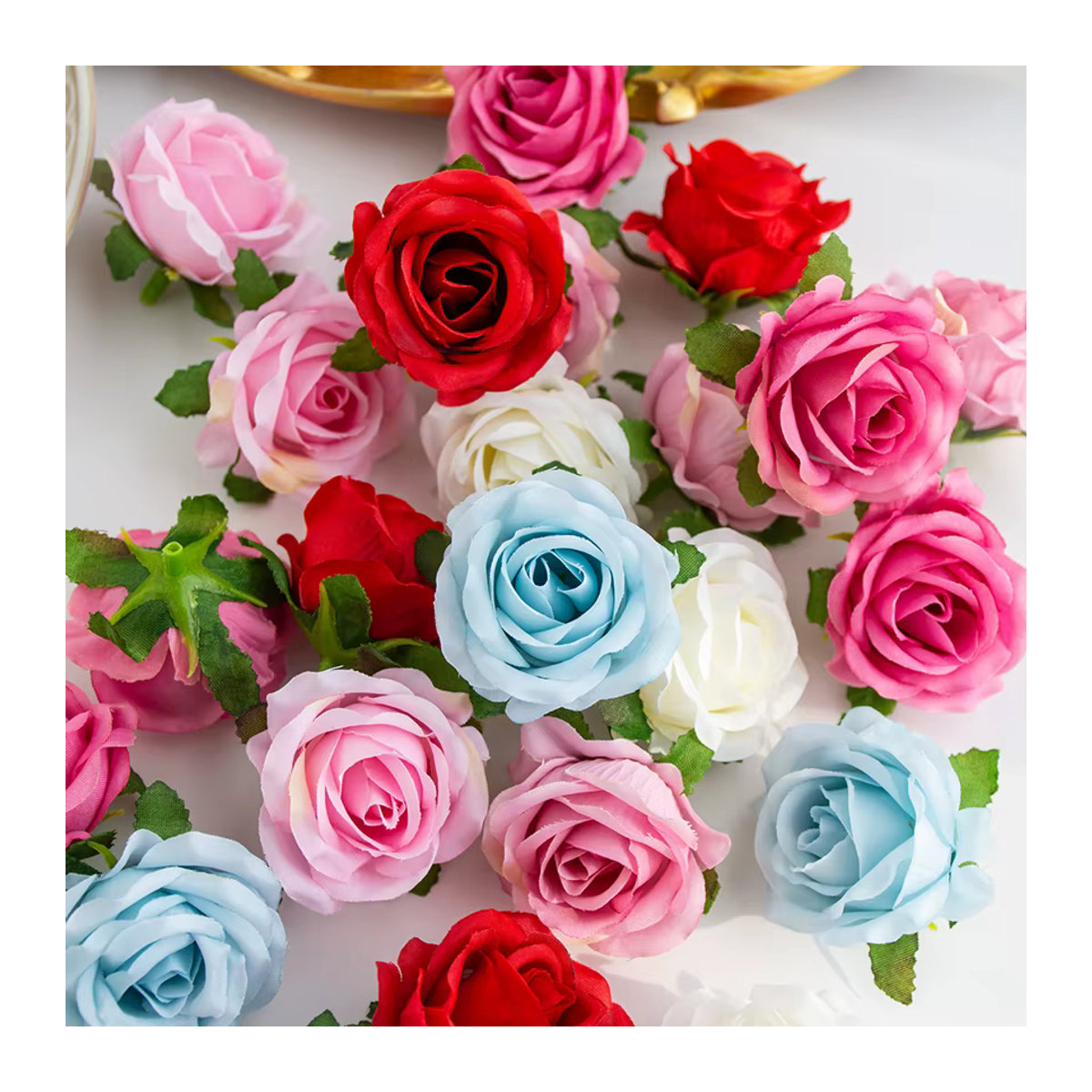 Künstliche Seidenrose als Einzelstiel in Rot oder Mehrfarbig für Hochzeiten, Garten und DIY-Dekoration - Bild 3