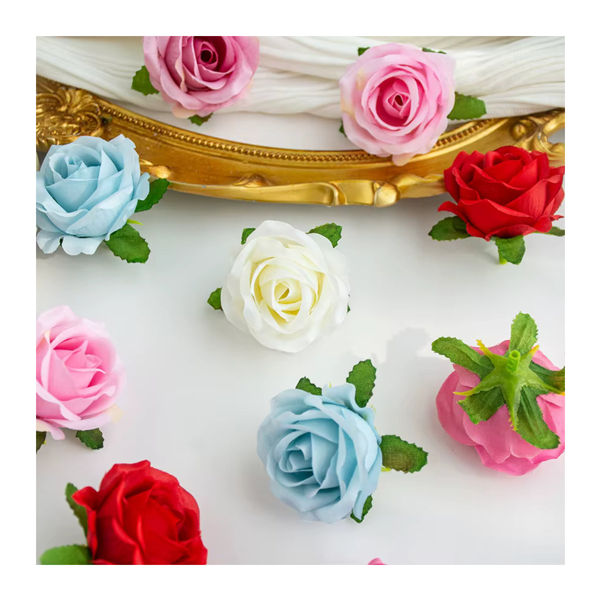 Künstliche Seidenrose als Einzelstiel in Rot oder Mehrfarbig für Hochzeiten, Garten und DIY-Dekoration - Bild 4