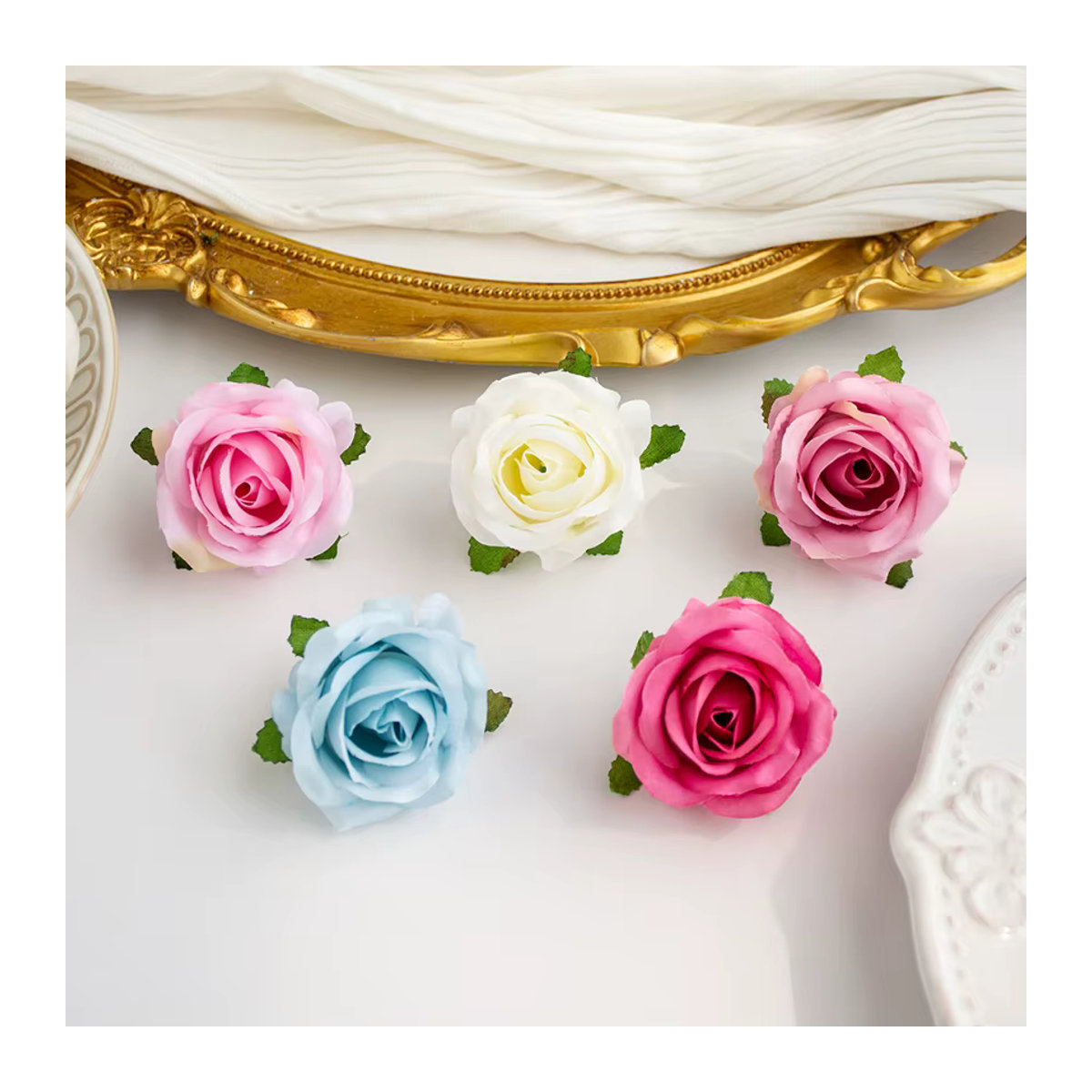 Künstliche Seidenrose als Einzelstiel in Rot oder Mehrfarbig für Hochzeiten, Garten und DIY-Dekoration - Bild 5