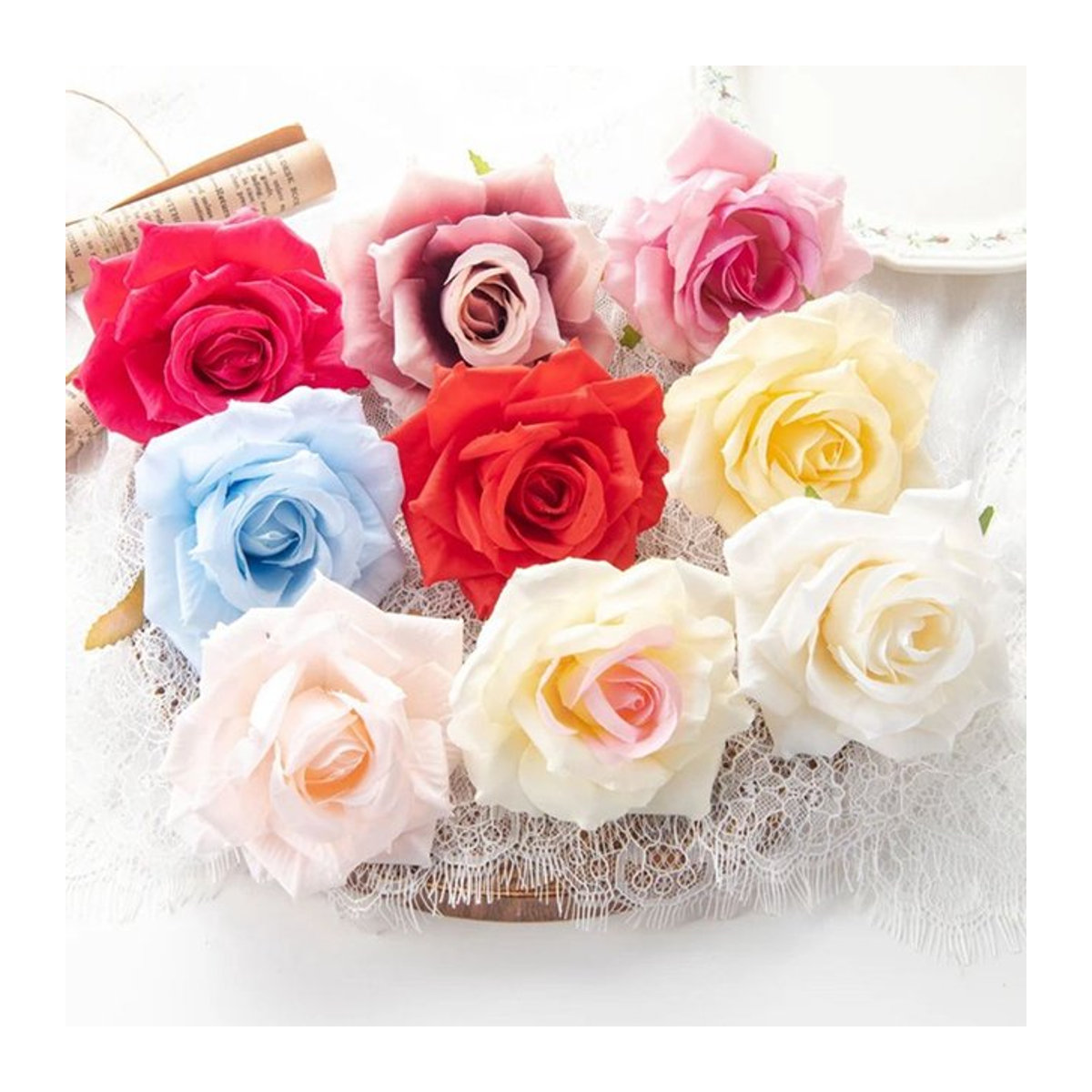 Künstliche Seidenrose als Einzelstiel in Weiß und Mehrfarbig für deine Dekoration bei Hochzeiten, Weihnachten oder im Garten - Bild 1