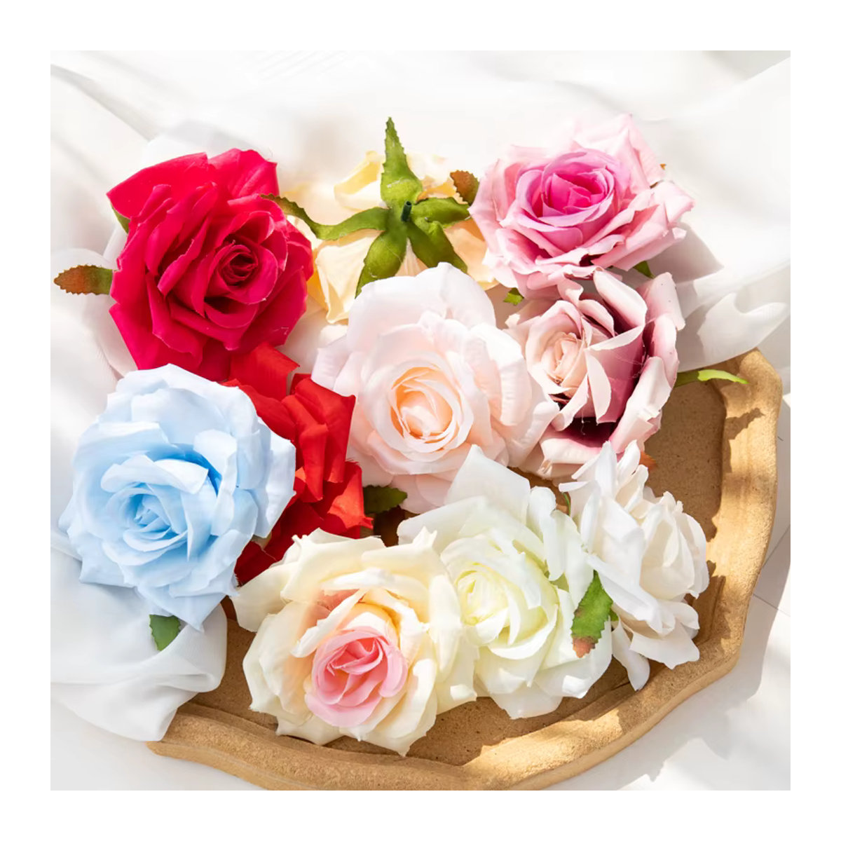 Künstliche Seidenrose als Einzelstiel in Weiß und Mehrfarbig für deine Dekoration bei Hochzeiten, Weihnachten oder im Garten - Bild 2