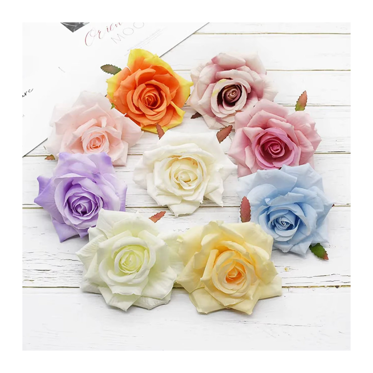 Künstliche Seidenrose als Einzelstiel in Weiß und Mehrfarbig für deine Dekoration bei Hochzeiten, Weihnachten oder im Garten - Bild 3