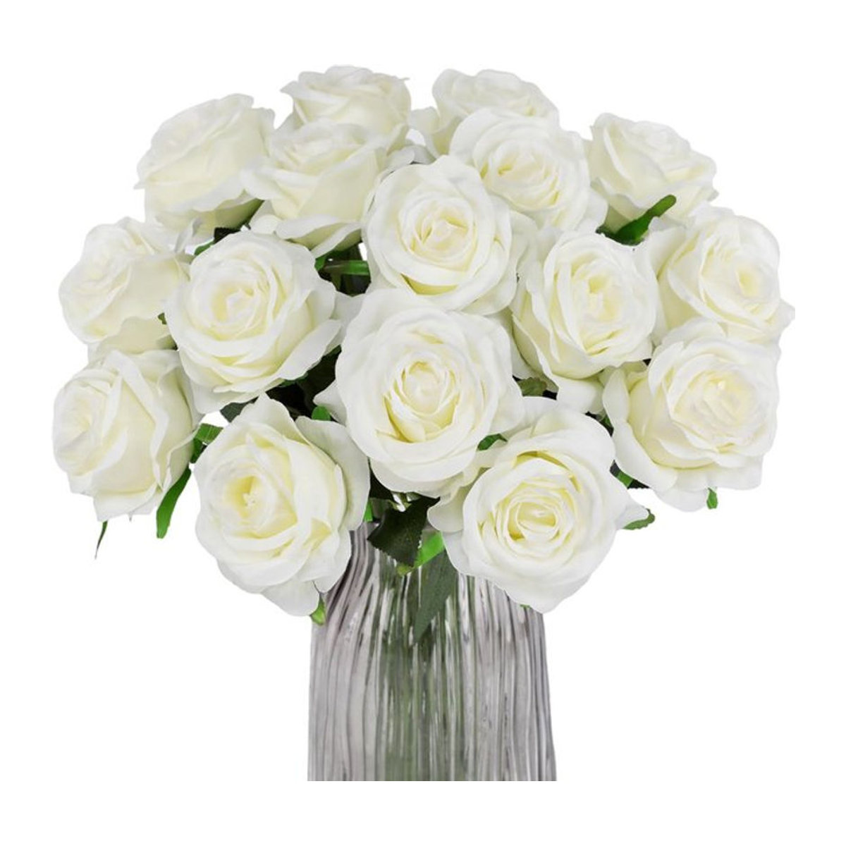 Künstliche Seidenrosen von smr als Einzelstiel-Bouquet in Rot oder Weiß zur Dekoration für Hochzeit und Valentinstag - Bild 1