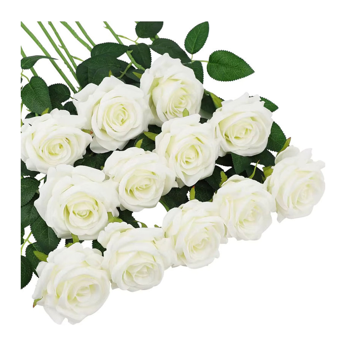 Künstliche Seidenrosen von smr als Einzelstiel-Bouquet in Rot oder Weiß zur Dekoration für Hochzeit und Valentinstag - Bild 3