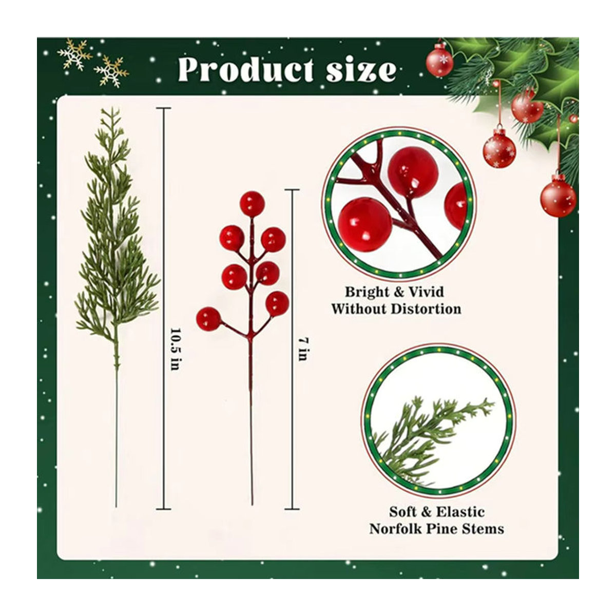 Künstliche Stechpalme mit roten Früchten von Yusheng in Grün und Rot zur Dekoration für Weihnachten und Hochzeiten - Bild 4