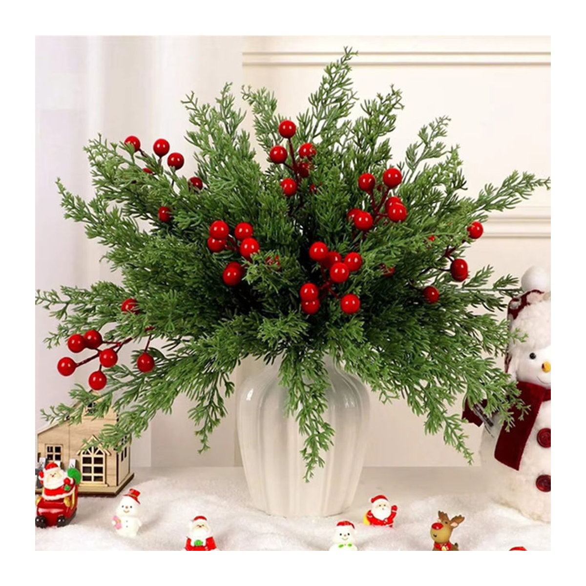 Künstliche Stechpalme mit roten Früchten von Yusheng in Grün und Rot zur Dekoration für Weihnachten und Hochzeiten - Bild 5