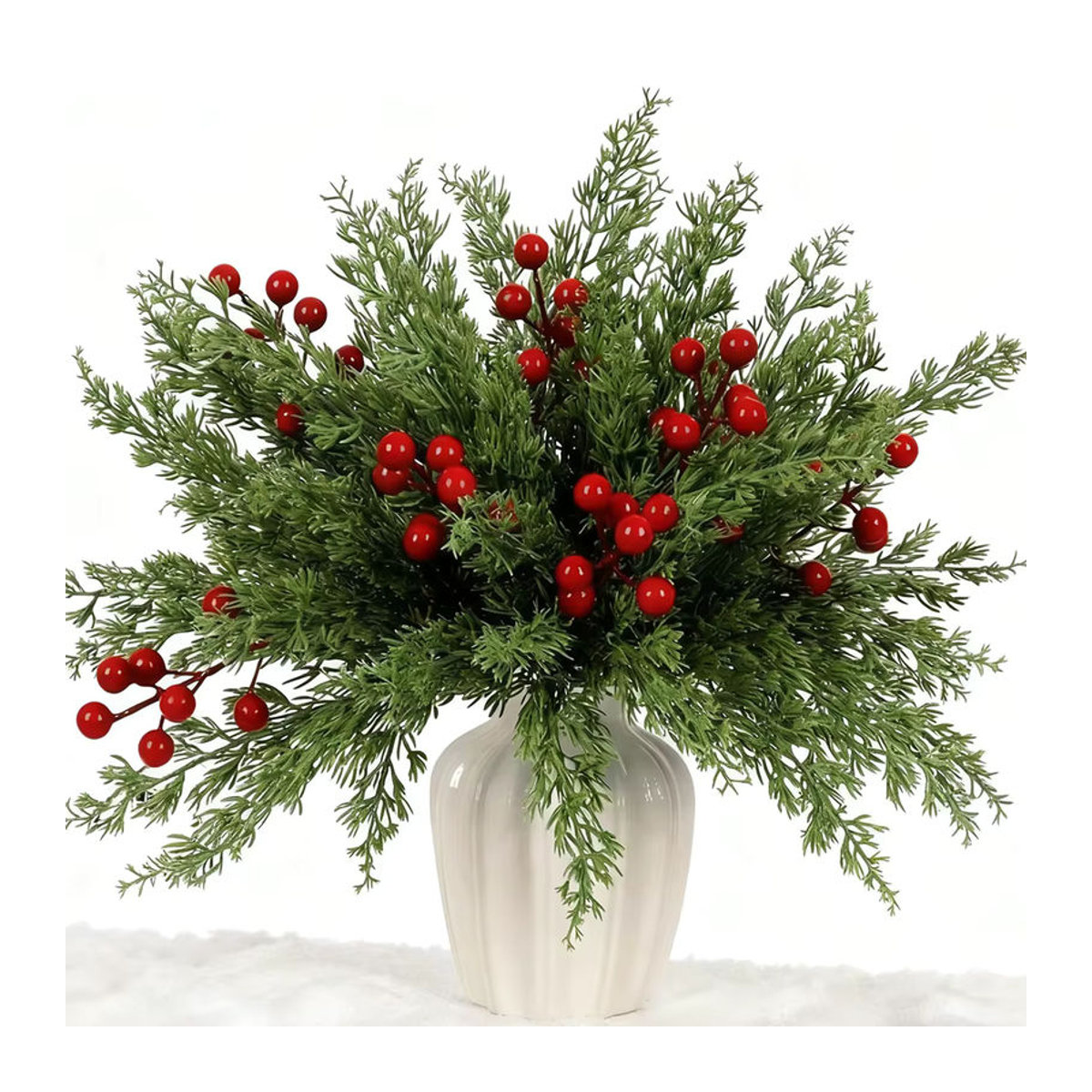 Künstliche Stechpalme mit roten Früchten von Yusheng in Grün und Rot zur Dekoration für Weihnachten und Hochzeiten - Bild 7