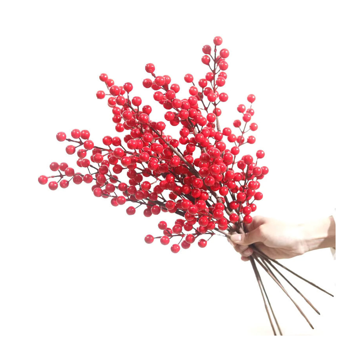Künstliche Stechpalme mit roten Schaumbeeren von Kahaul zur Dekoration für Weihnachten und Hochzeiten - Bild 7
