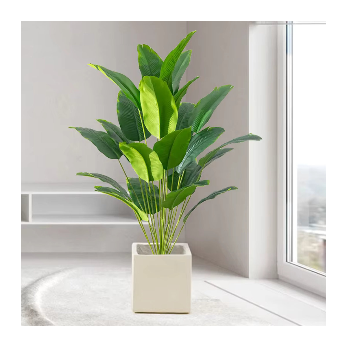 Künstliche tropische Palme von Kmitang in Grün, große gefälschte Bananenpflanze und Monstera aus Kunststoff für dein Zuhause oder Garten - Bild 2