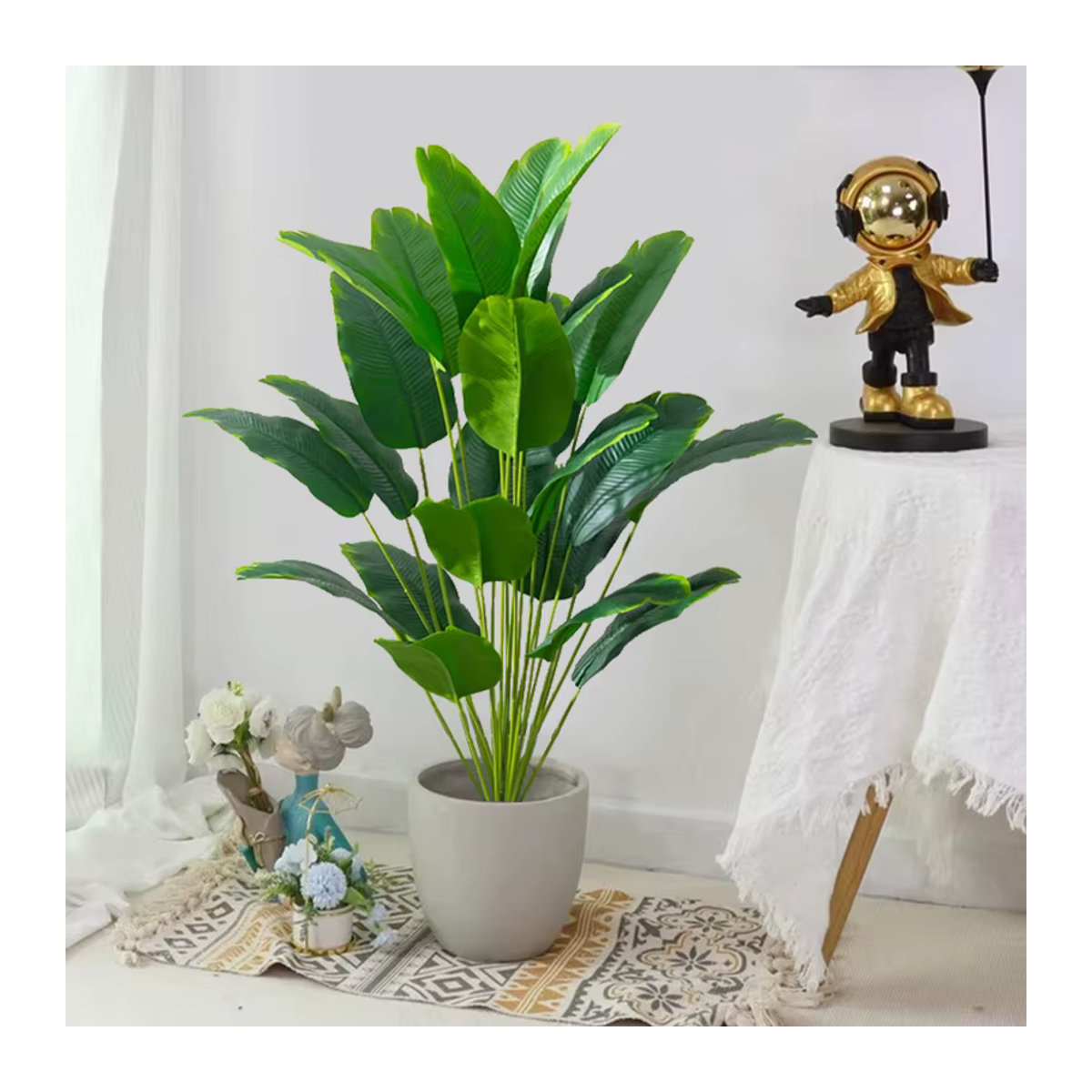 Künstliche tropische Palme von Kmitang in Grün, große gefälschte Bananenpflanze und Monstera aus Kunststoff für dein Zuhause oder Garten - Bild 4