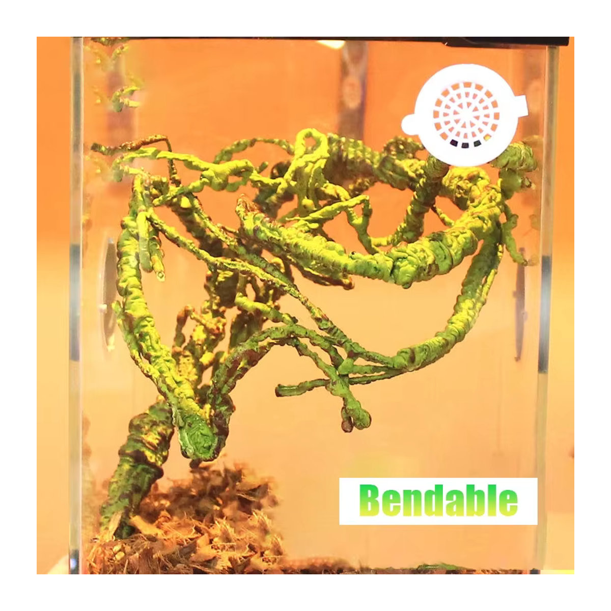 Künstliche Weinreben aus Schaumstoff und Rattan in Grün als biegsame Terrariendekoration für Reptilien und Chamäleons - Bild 2