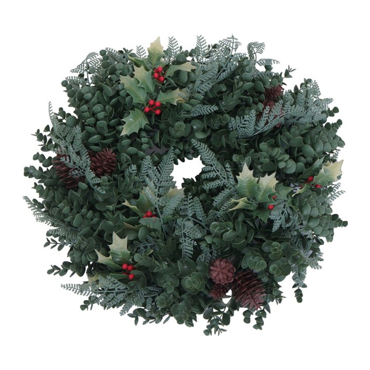 Künstlicher Adventskranz MCW-O98 in Grün mit roten Beeren, Durchmesser: 45 cm - Bild 1