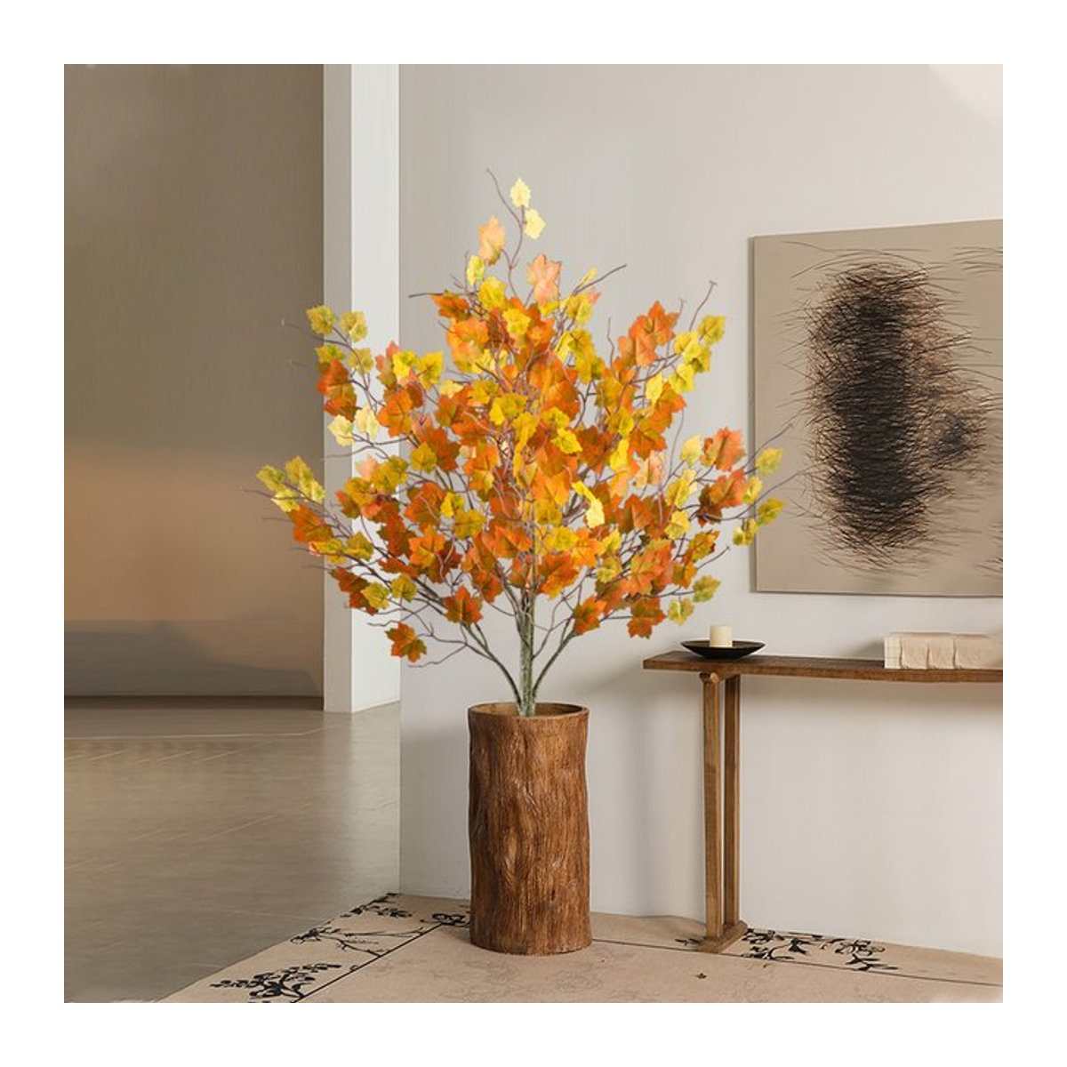 Künstlicher Ahornbaum Kmitang in Orange mit Textil-Herbstblättern für deine Dekoration, Höhe: 40-60 cm - Bild 1