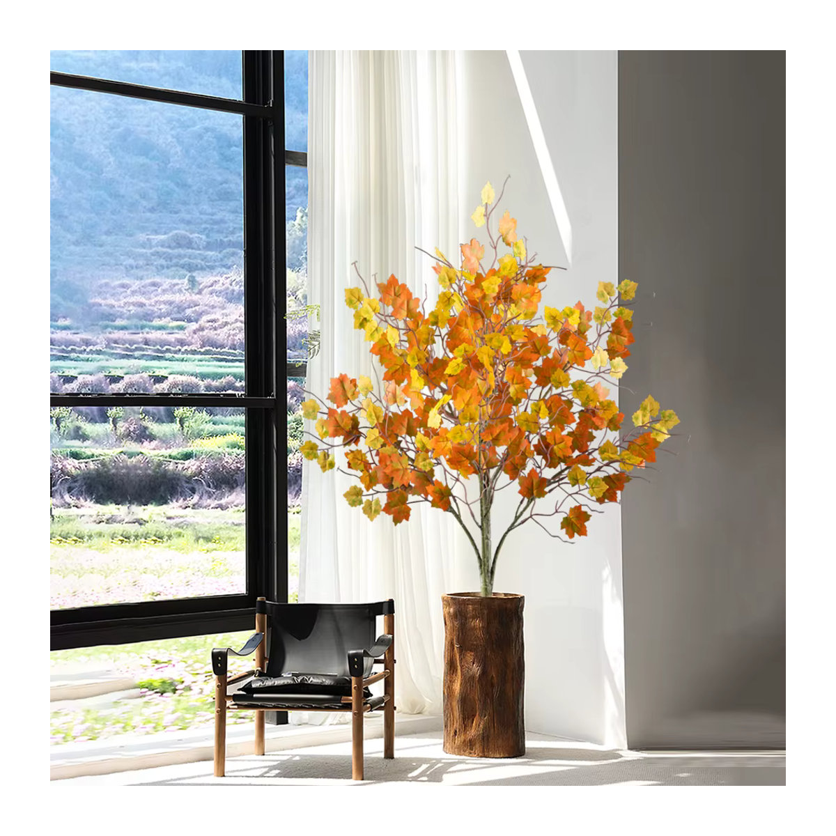 Künstlicher Ahornbaum Kmitang in Orange mit Textil-Herbstblättern für deine Dekoration, Höhe: 40-60 cm - Bild 3