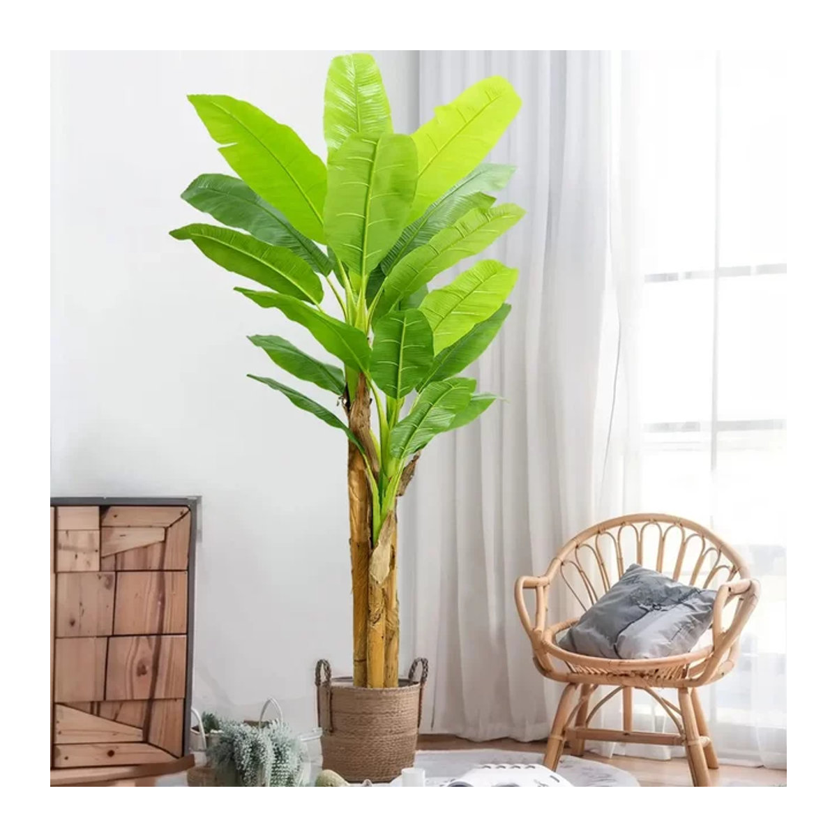 Künstlicher Bananenbaum in Grün als freistehende Kunstpflanze mit Topf, Höhe: 140 cm - Bild 1
