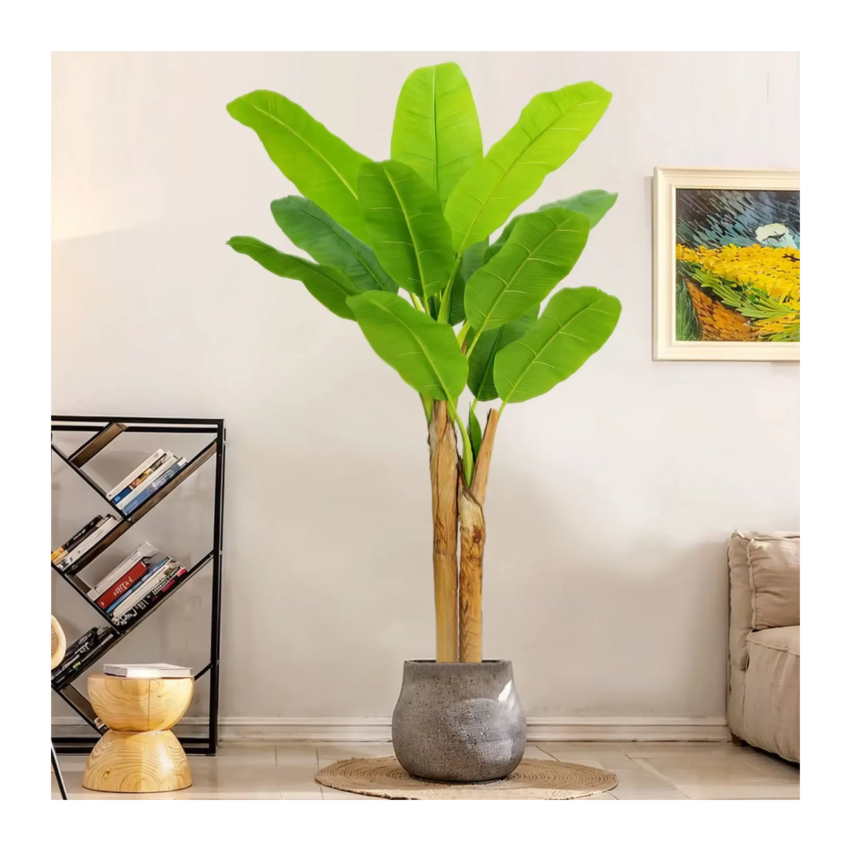 Künstlicher Bananenbaum in Grün als freistehende Kunstpflanze mit Topf, Höhe: 140 cm - Bild 2