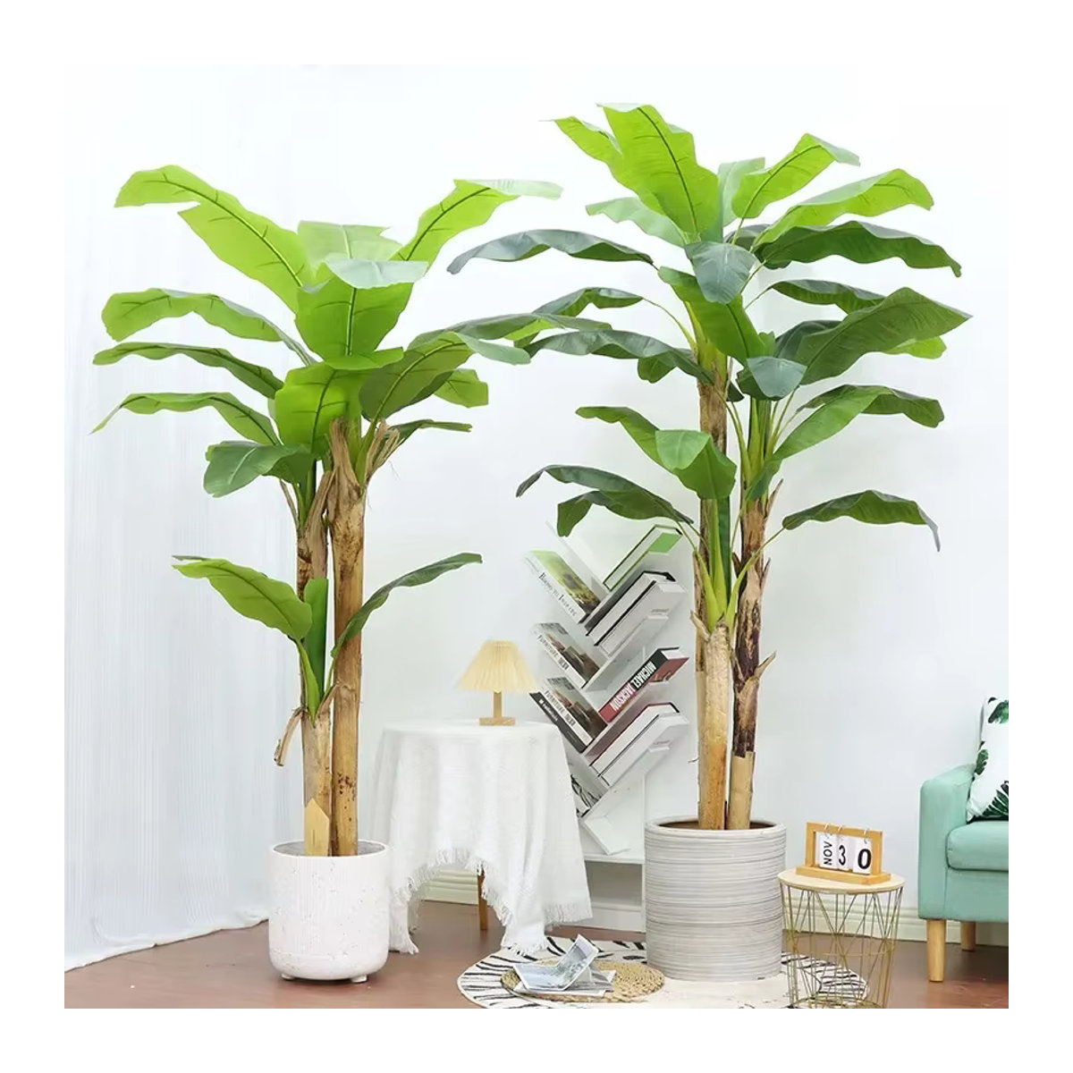 Künstlicher Bananenbaum in Grün als freistehende Kunstpflanze mit Topf, Höhe: 140 cm - Bild 5