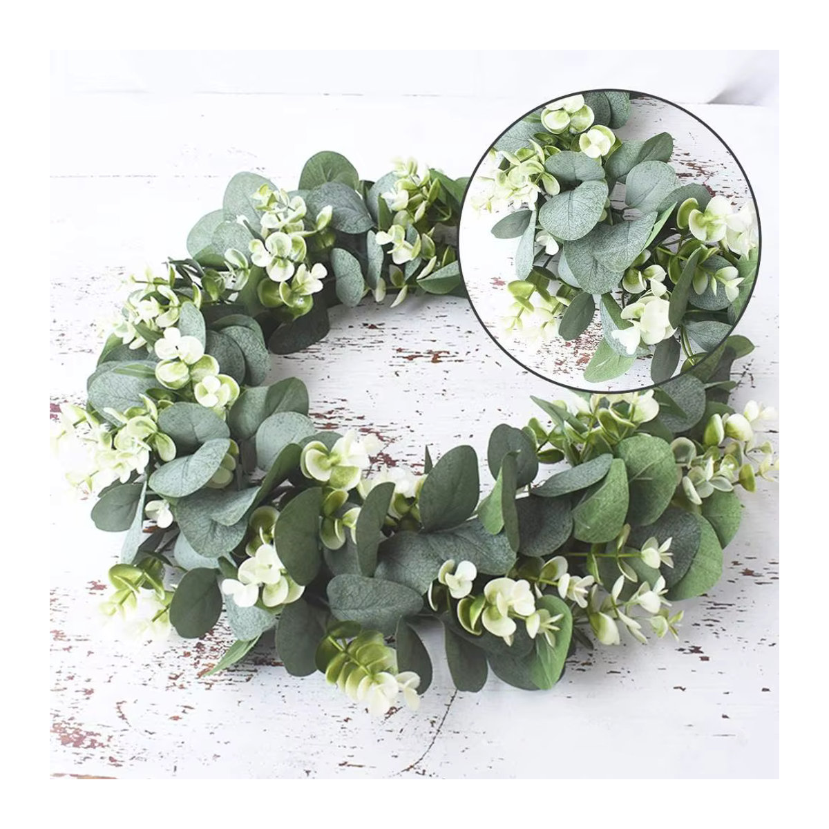 Künstlicher Eukalyptus-Kranz von smr in Grün, runder floraler Dekorationskranz für Hochzeiten und Heimdekoration, Durchmesser: 30 cm - Bild 2