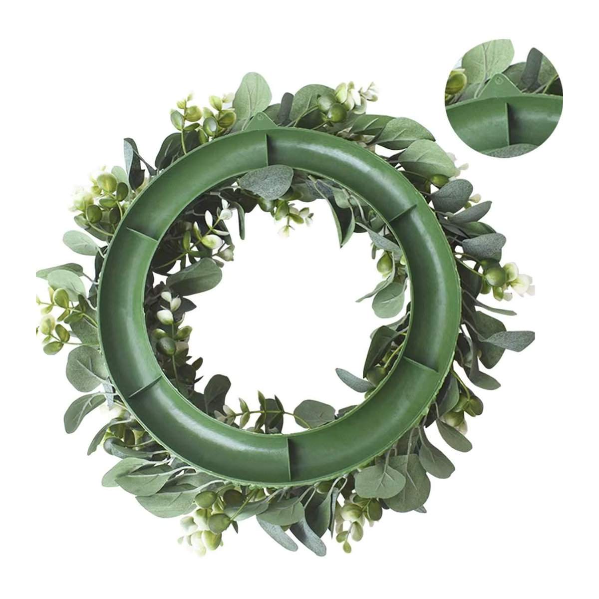 Künstlicher Eukalyptus-Kranz von smr in Grün, runder floraler Dekorationskranz für Hochzeiten und Heimdekoration, Durchmesser: 30 cm - Bild 5