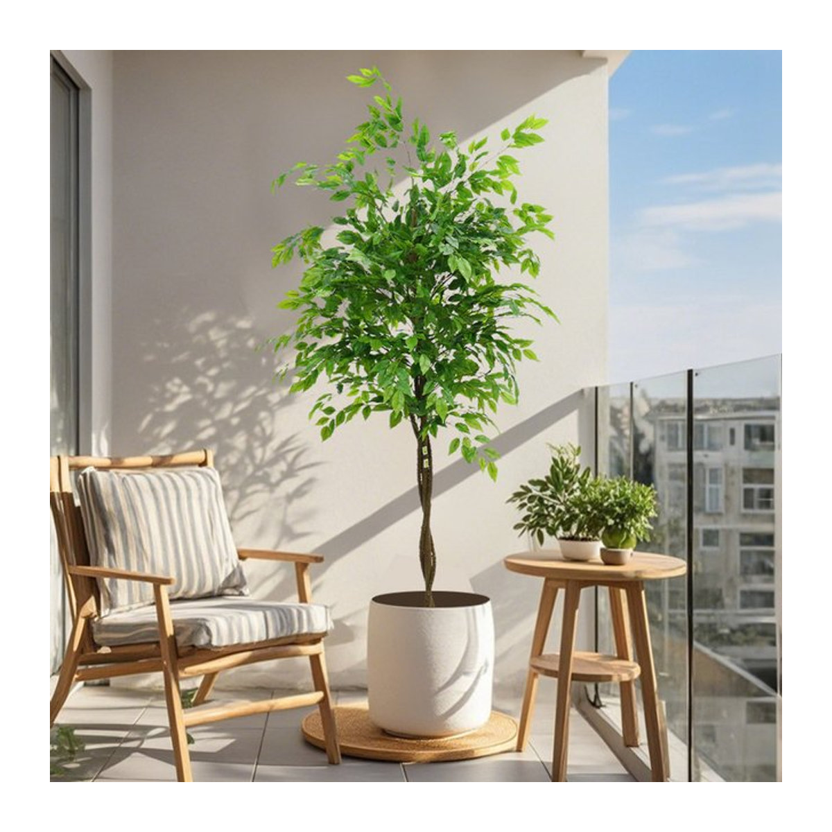 Künstlicher Ficus-Baum von HiMISS in Grün mit Pflanzgefäß, Höhe: 160 cm - Bild 1
