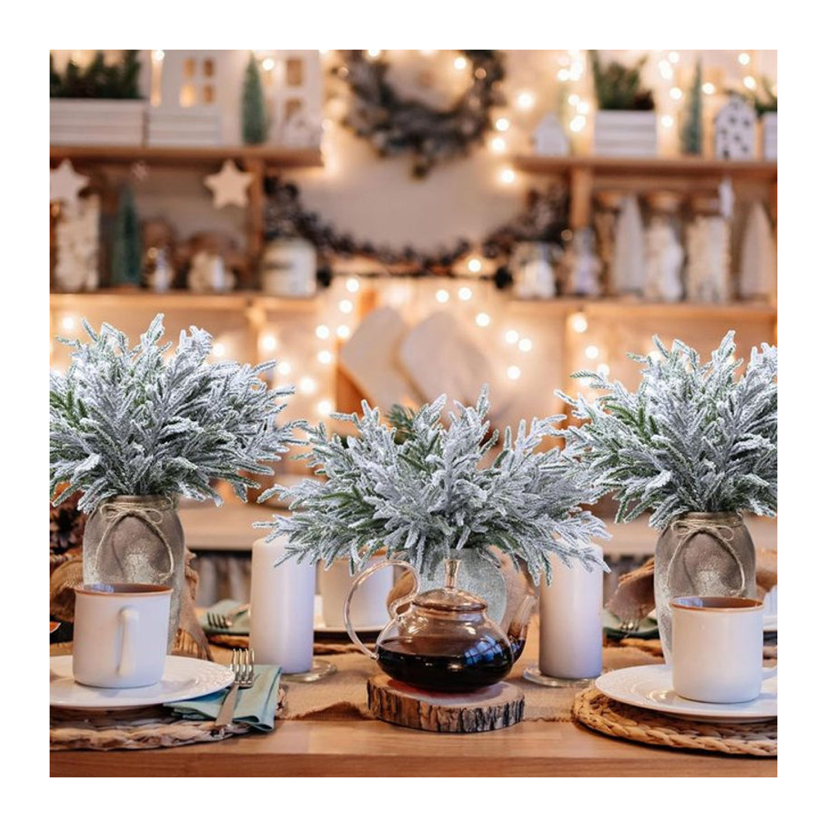 Künstlicher Kiefern-Kranz in Grün aus Kunststoff für Weihnachtsdekoration, Hochzeiten und Garten-Deko - Bild 1