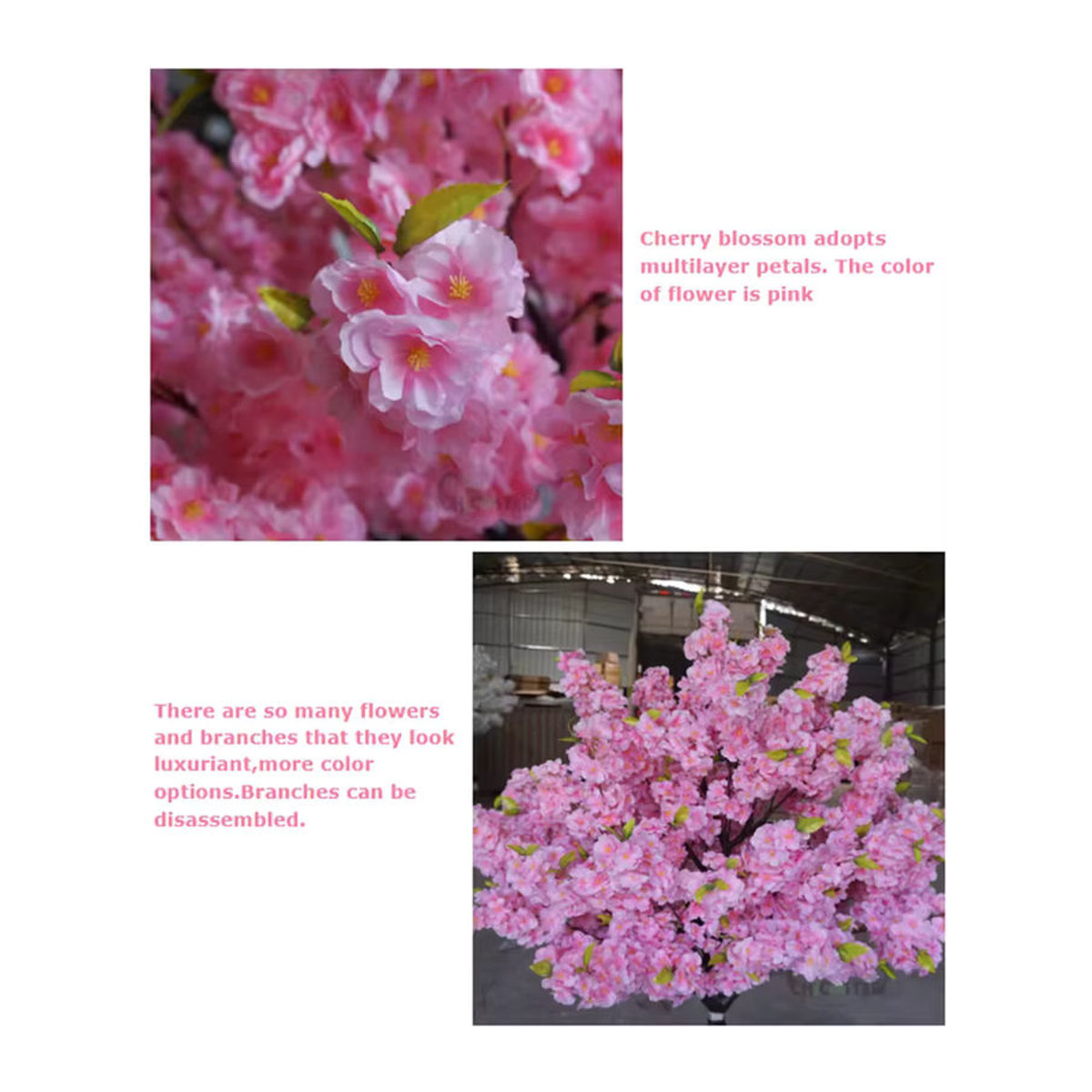 Künstlicher Kirschblütenbaum in Rosa als florale Dekoration für Hochzeit, Garten und Innenräume, Höhe: 60 cm - Bild 5
