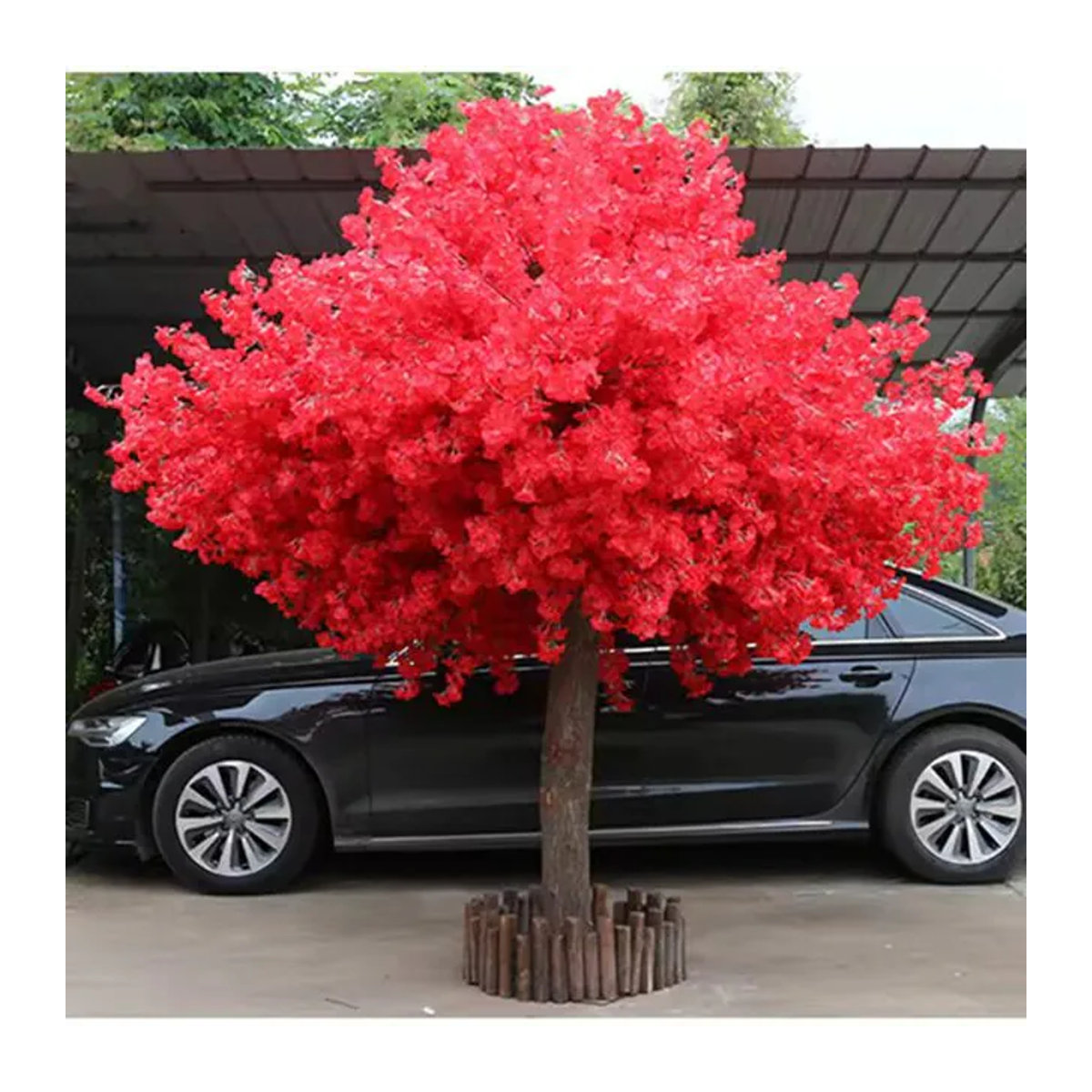 Künstlicher Kirschblütenbaum in Rot als dekorative Pflanze für Hochzeiten und Partys, Höhe: 90 cm, Breite: 70 cm, Tiefe: 70 cm - Bild 1