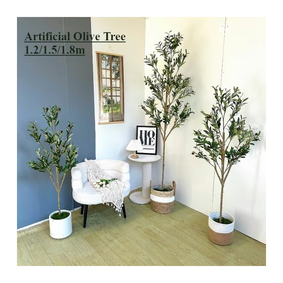 Künstlicher Olivenbaum in Grün aus Kunststoff für deine Dekoration, Höhe: 120 cm - Bild 1