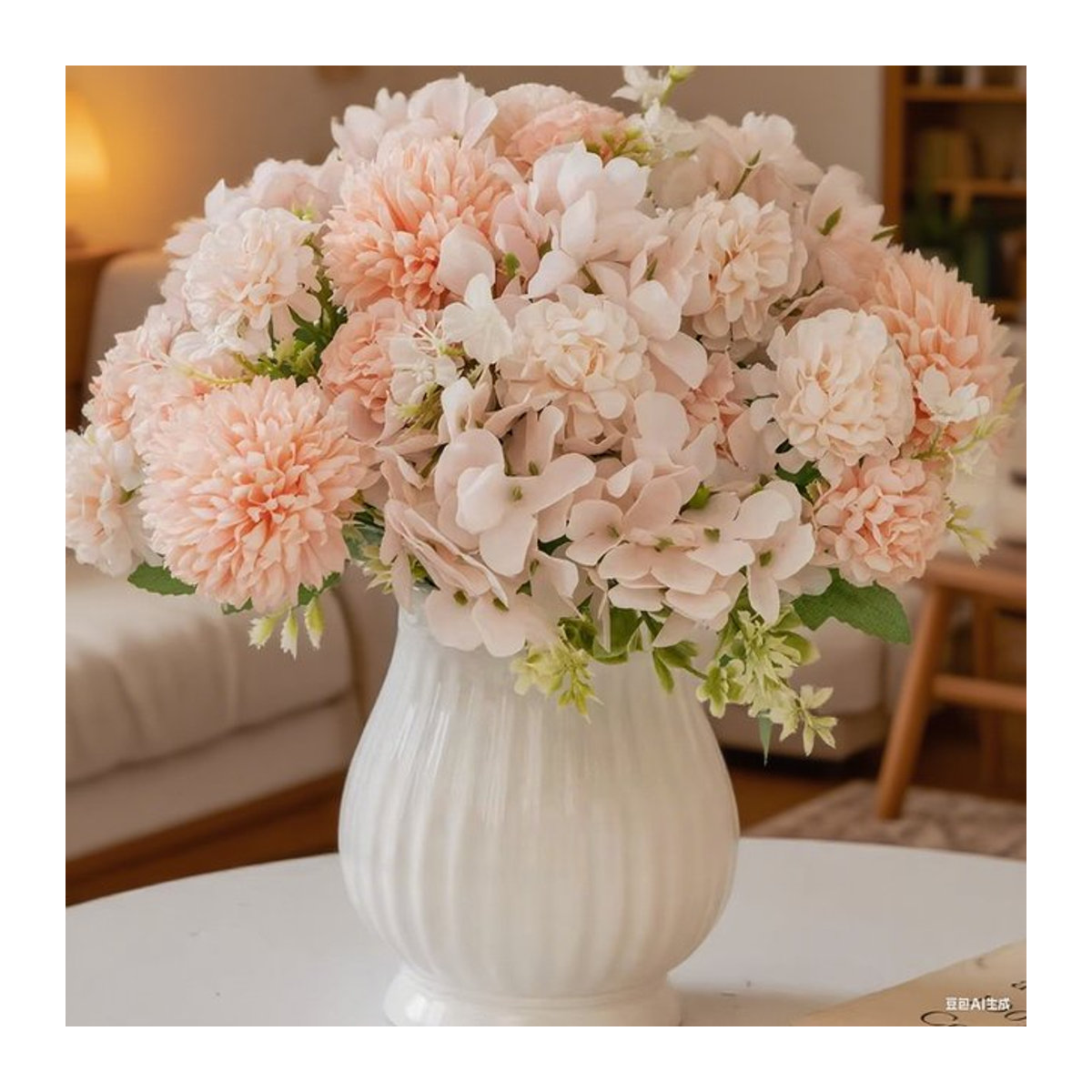 Künstlicher Pfingstrosen-Brautstrauß aus Seide in Rosa für Hochzeiten und zur Dekoration von Haus, Garten oder Tisch - Bild 1